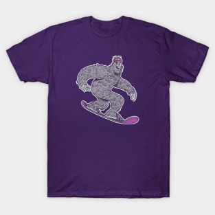 Vintage Snowboarding Sasquatch Cartoon T-Shirt